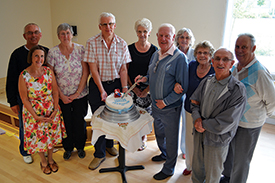 Pensioners and celebration cake
