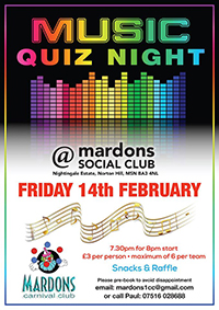 Mardons Music Quiz Night Poster